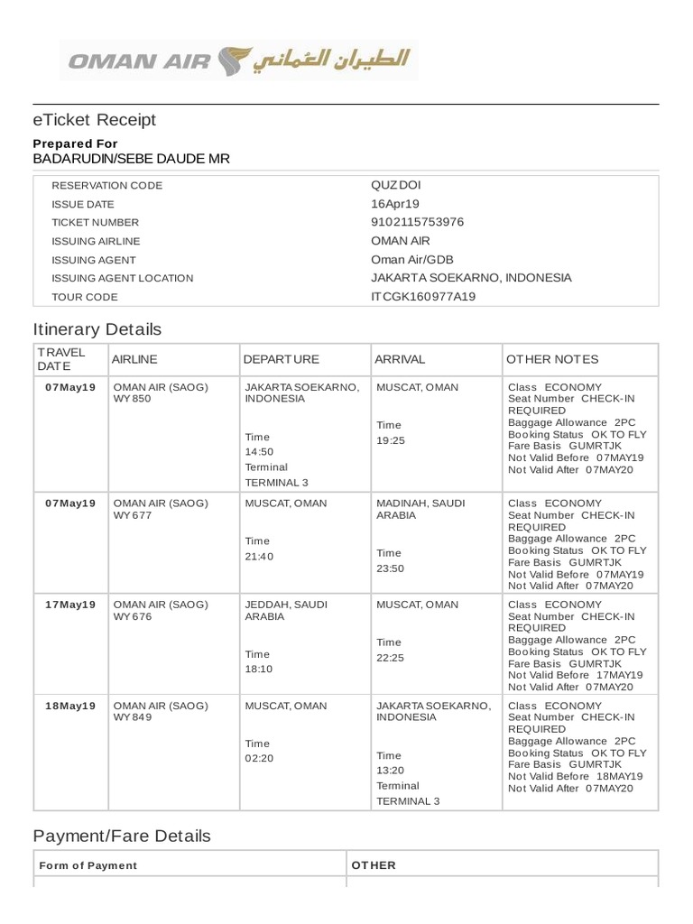 oman air 2pc baggage