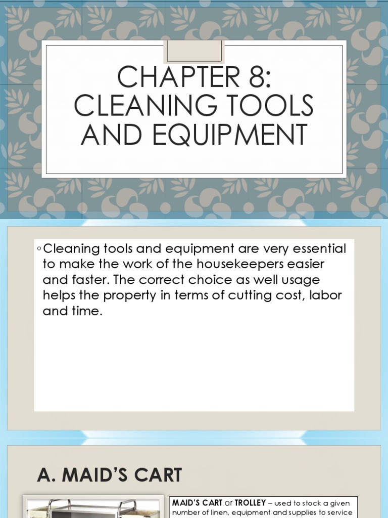 Essential Housekeeping Tools & Equipment | PDF | Housekeeping | Vacuum ...