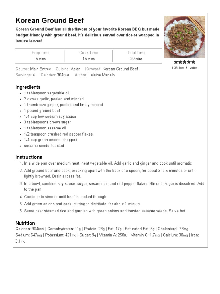 Korean Ground Beef Recipe Kawaling Pinoy PDF