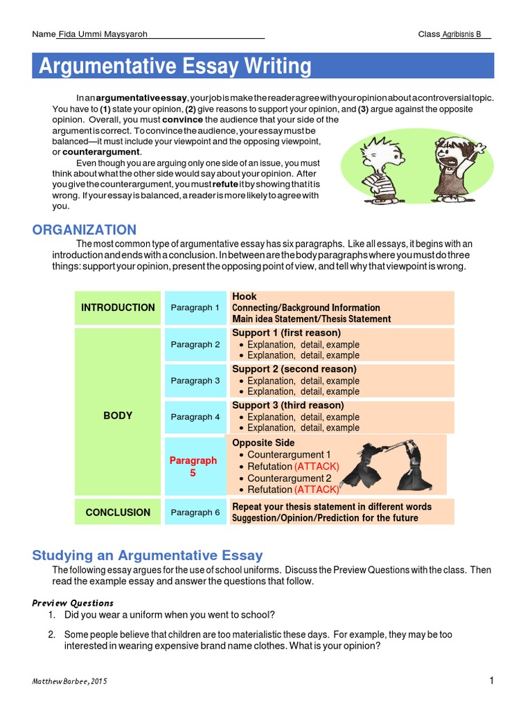 argumentative essay writing exercises