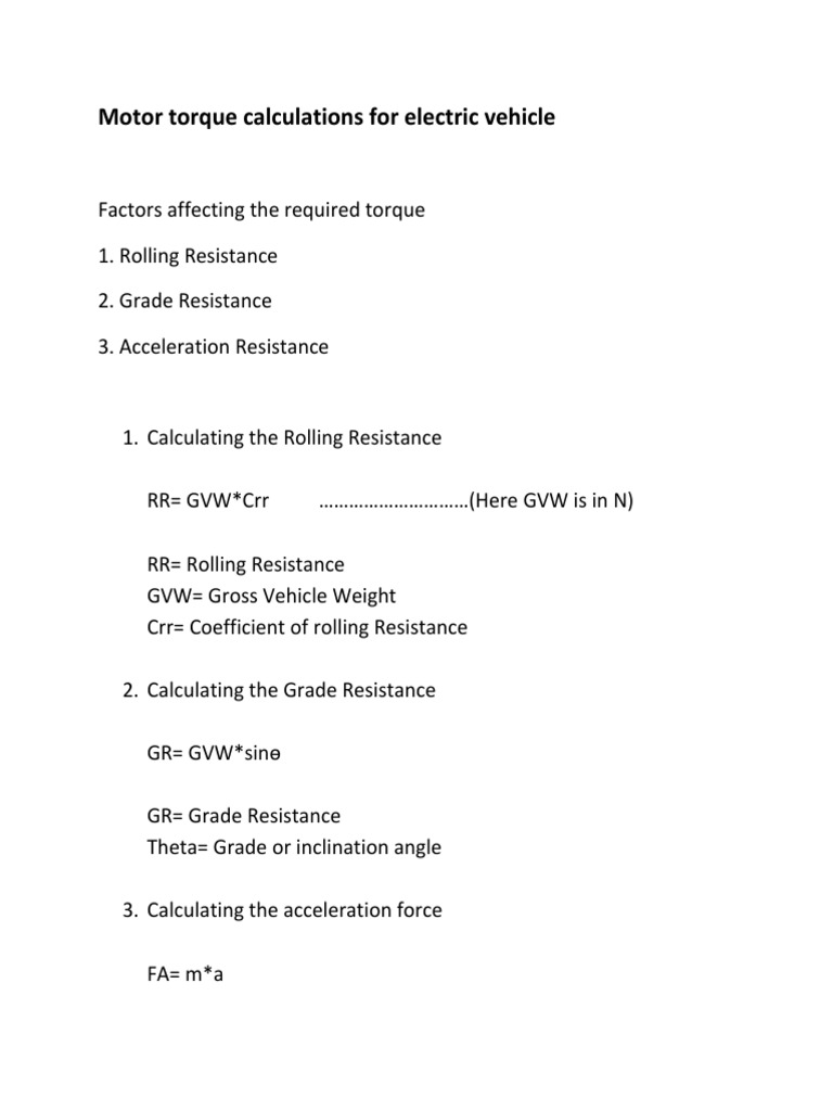 Motor Torque Calculations PDF Friction Motion (Physics)