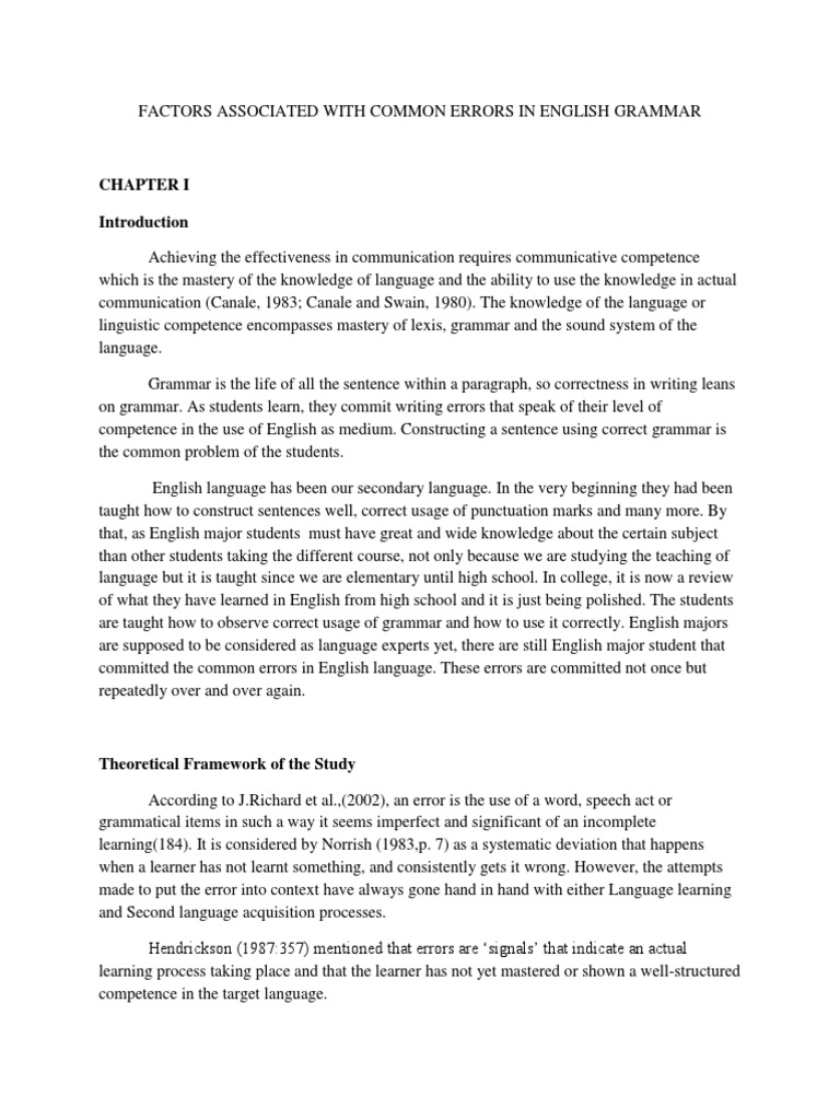 Factors Behind English Grammar Errors | PDF | Second Language | Second ...