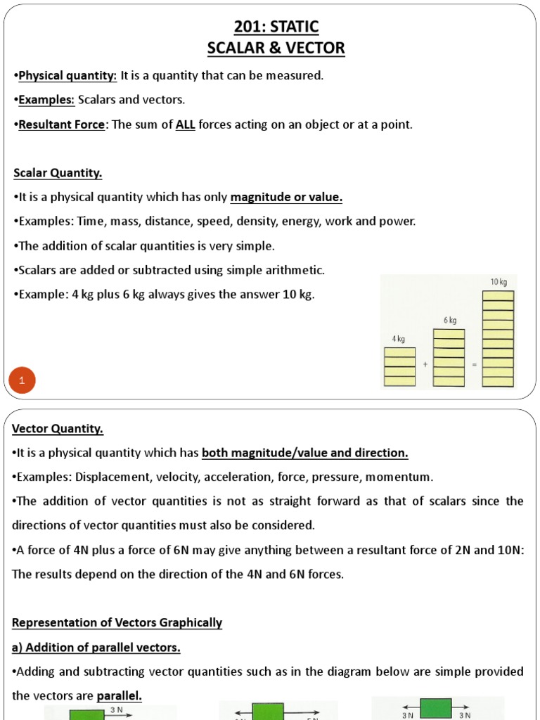 Scalar and Vector Quantities Explained | PDF | Force | Euclidean Vector