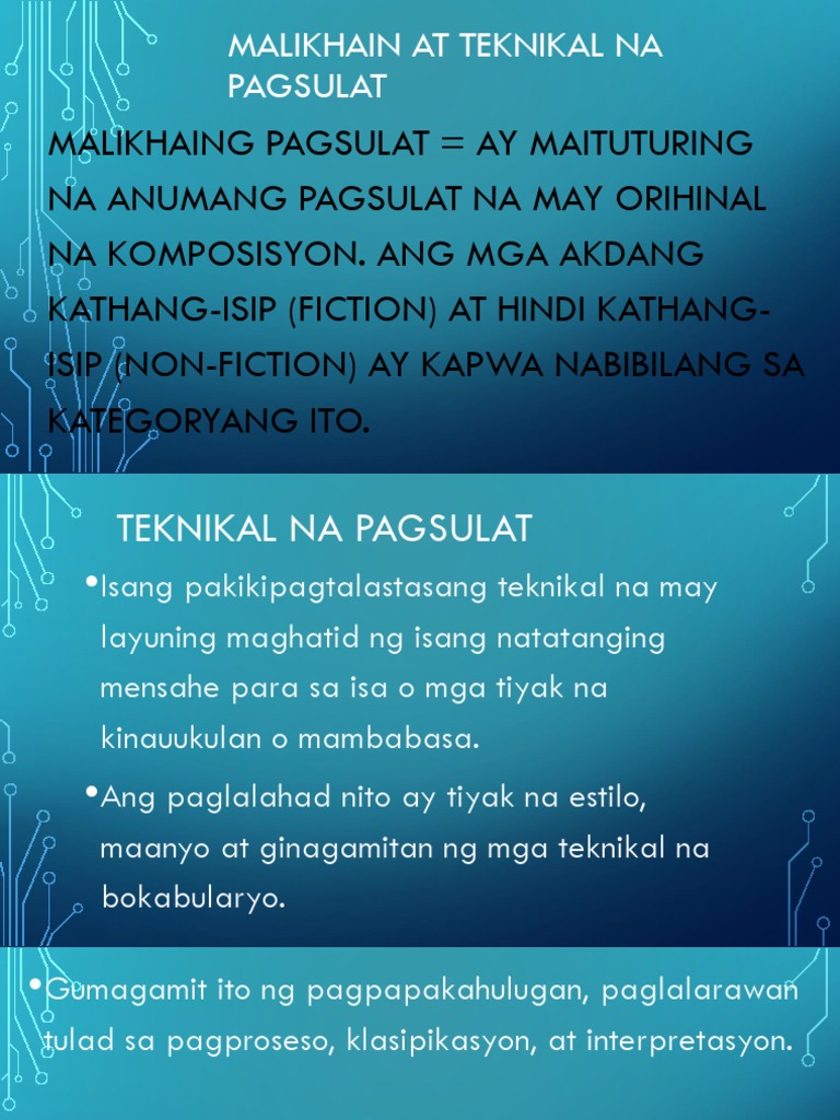 Teknikal Sa Pagsulat Kahulugan Pagsulatizen