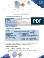 Guia de Actividades y Rubrica de Evaluacion - Tarea 4 - Resolver Problemas y Ejercicios Por Medio de Series de Potencia y Transformada De