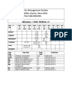 JMI Centre Time Table 2010-2011 BBS I Year