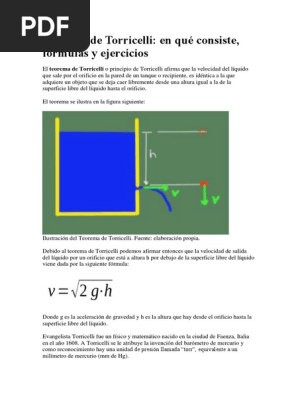 Teorema De Torricelli Liquidos Fuerza