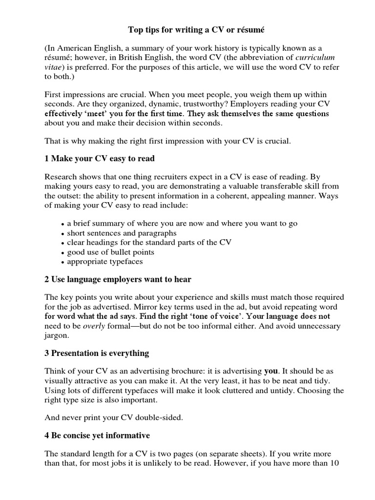 Essential CV Writing Tips 2019 | PDF | Résumé | Human Communication