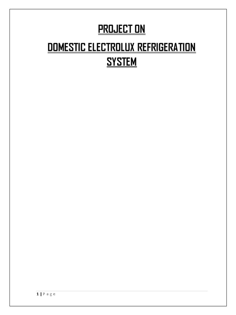 Domestic Electrolux Refrigeration System PDF Heat Exchanger