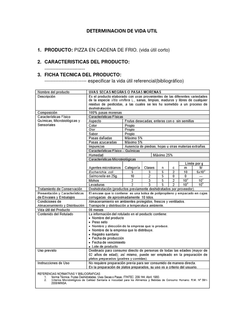 Evaluación de Vida Útil de Pizzas | PDF | Panes | sal