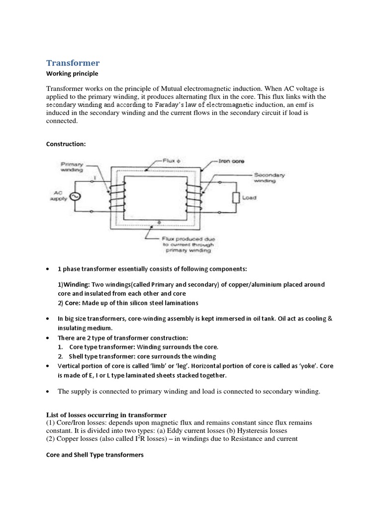 Notes - Transformer | PDF | Transformer | Electromagnetic Induction