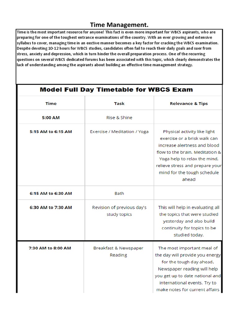 Effective Time Management for WBCS Prep | PDF | Career & Growth