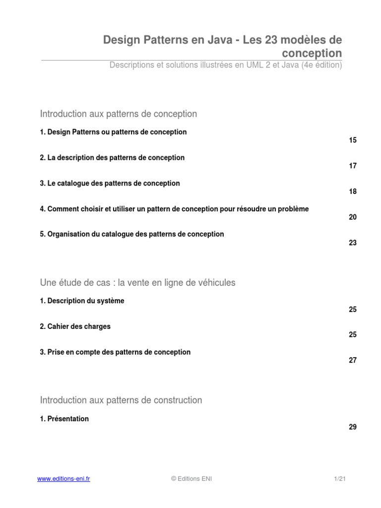 Table Des Matières - Design Patterns en Java - Les 23 Modèles de ...