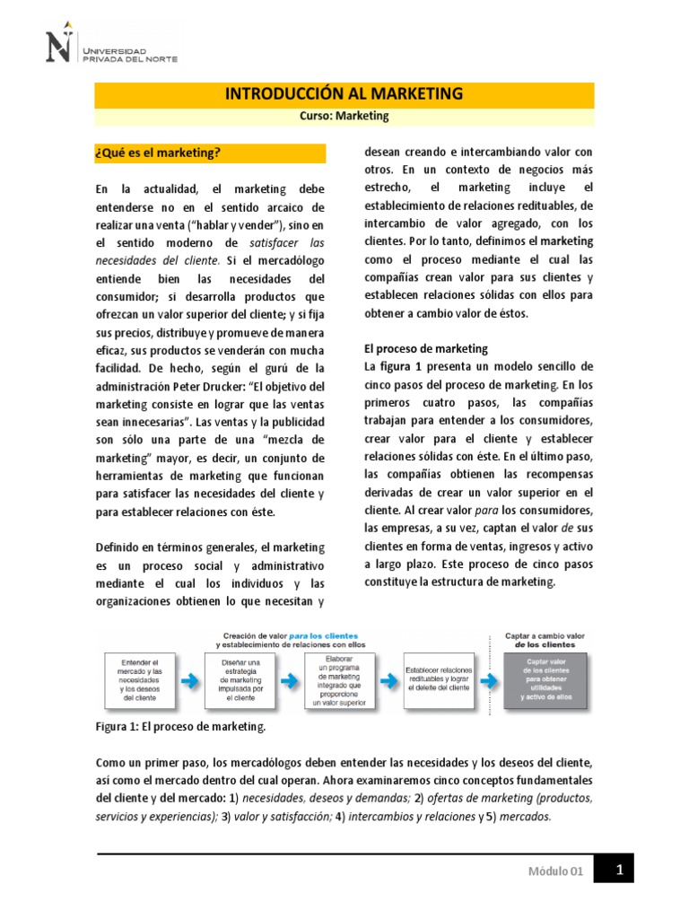 Lectura 1 - Introducción Al Marketing - MARKET | PDF | Marketing | Cliente