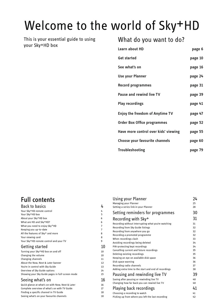 Sky+Hd Box Manual Television Technology Broadcasting