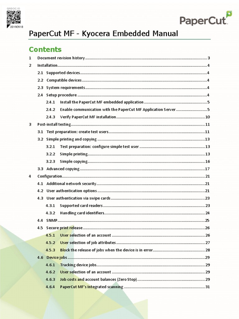 PaperCut MF - Kyocera Embedded Manual-2019!09!18 | PDF | Personal ...
