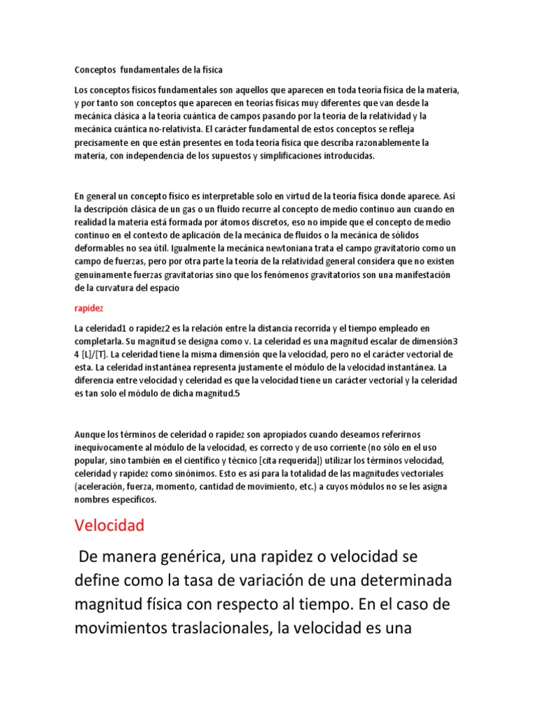 Conceptos Fundamentales de Física | PDF | Hora | Velocidad