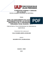 NIVEL DE CONOCIMIENTO DE LOS MÉTODOS ANTICONCEPTIVOS EN LAS ESTUDIANTES DE OBSTETRICIA DE LA UNIVERSIDAD ALAS PERUANAS, FILIAL HUACHO, 2014