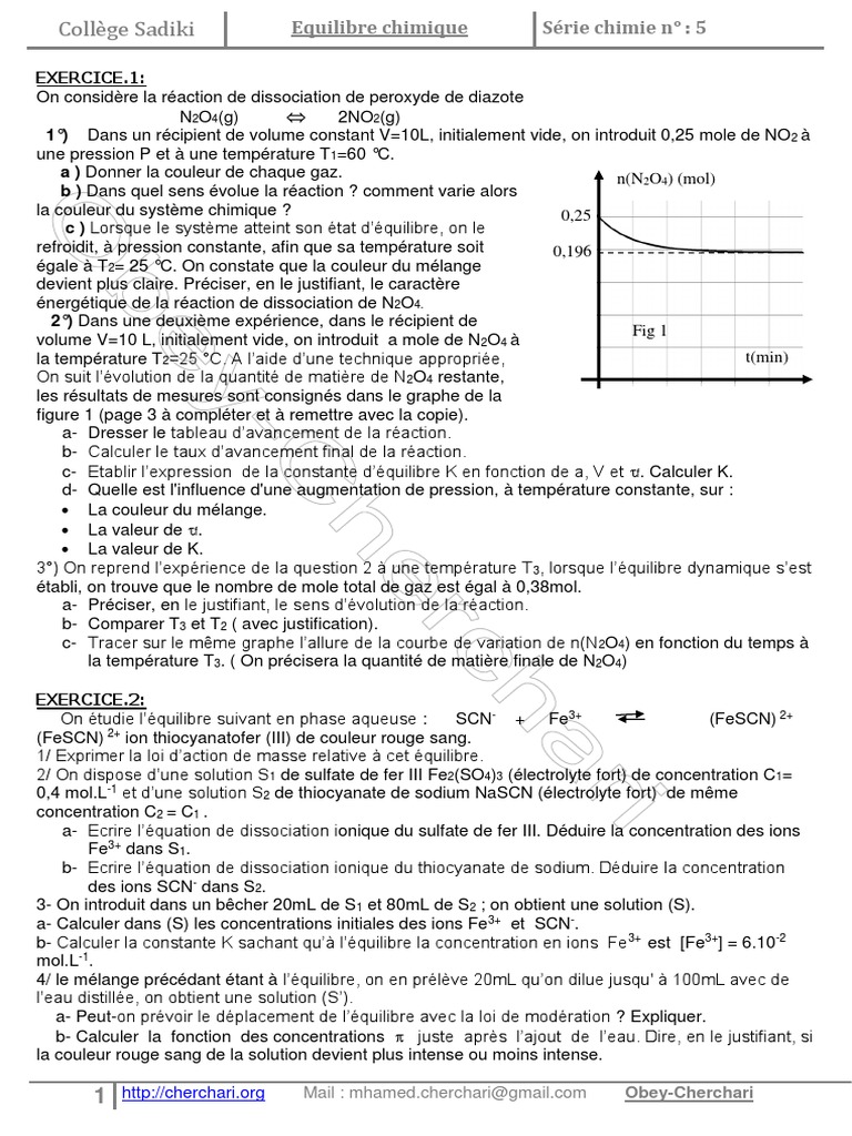 Équilibre et dissociation chimique | PDF | Dissociation (chimie ...