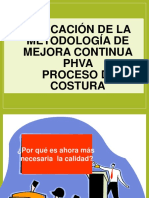 Aplicación de La Metodología de Mejora Continua PHVA Proceso de Costura