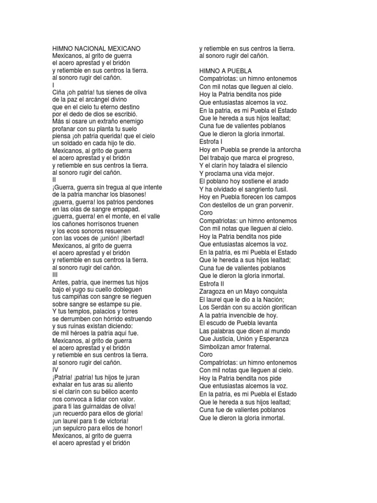 Himno Nacional A Puebla PDF