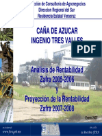 CANA de AZUCAR Ingenio Tres Valles - Rentabilidad 2005-2006 Costos 2007-2008