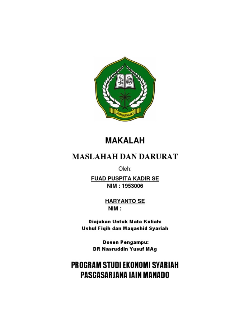 Makalah Mashlahah Dan Darurat