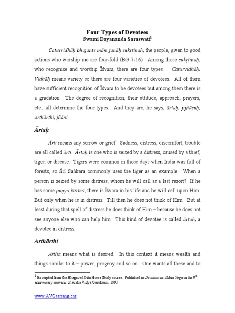 Four Types of Devotees Explained | PDF | Hindu Philosophy | Religious ...