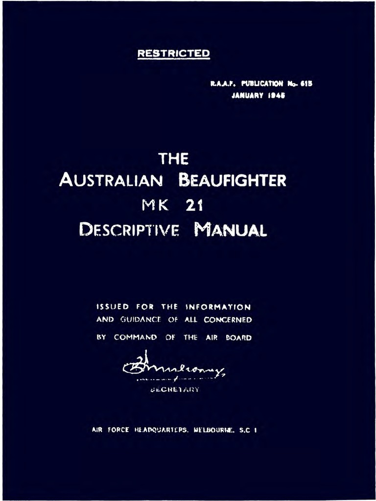 The Australian Beaufighter 21 Descriptive Manual Foto