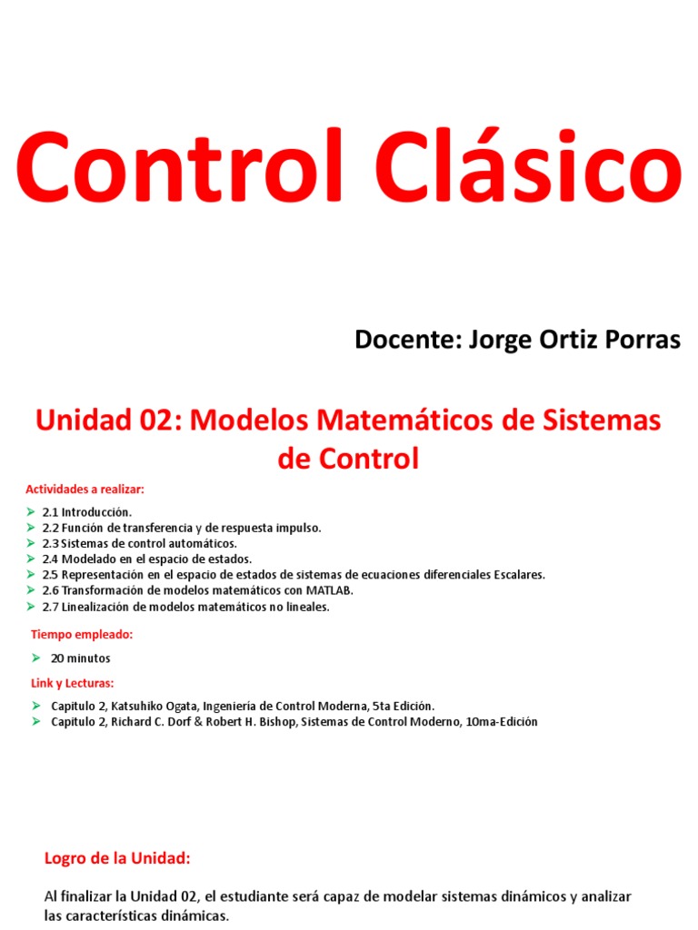 Modelado de Sistemas de Control Lineales | PDF | Ecuaciones | Sistema ...