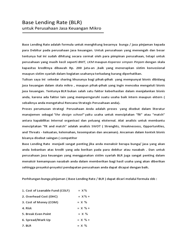 Base Lending Rate Pdf