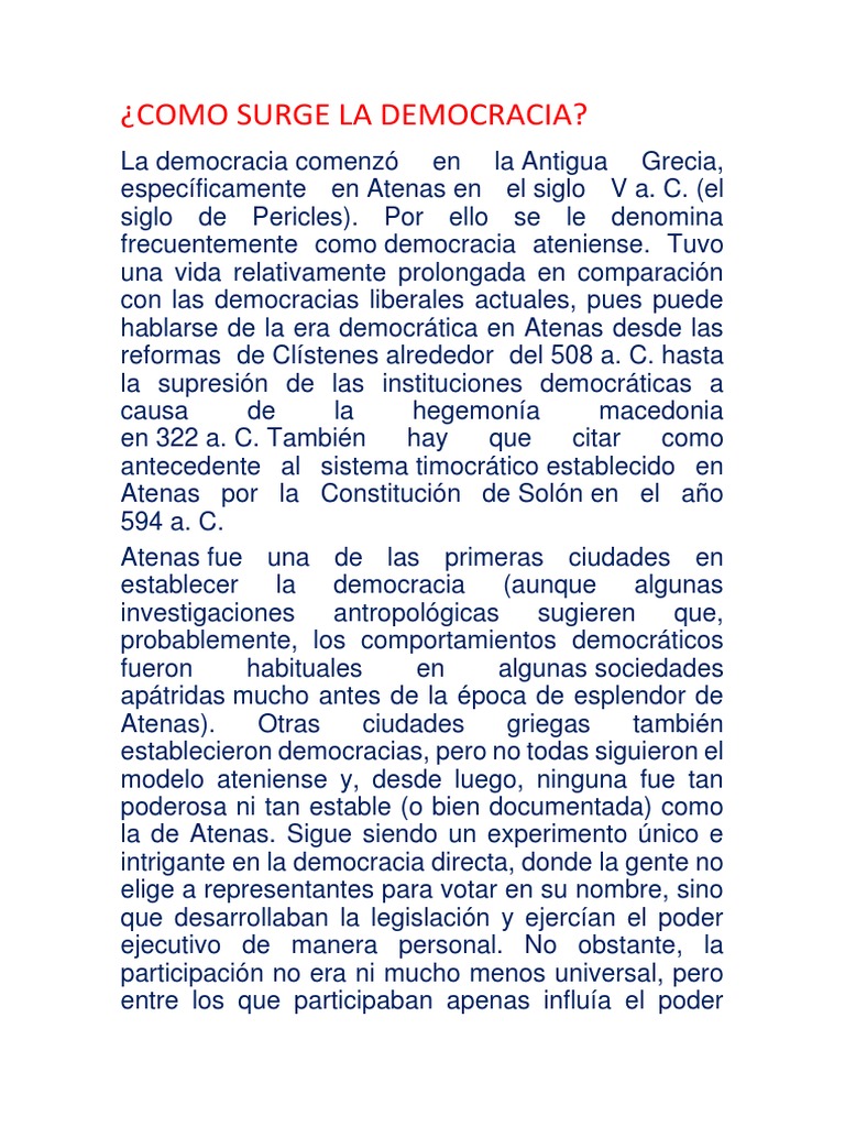 Orígenes de la democracia en Atenas | PDF | Antiguedad clasica ...