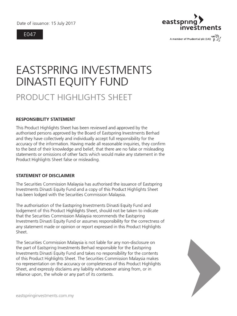 Eastspring Investments Dinasti Equity Fund Product Highlights Pdf Investment Fund Derivative Finance