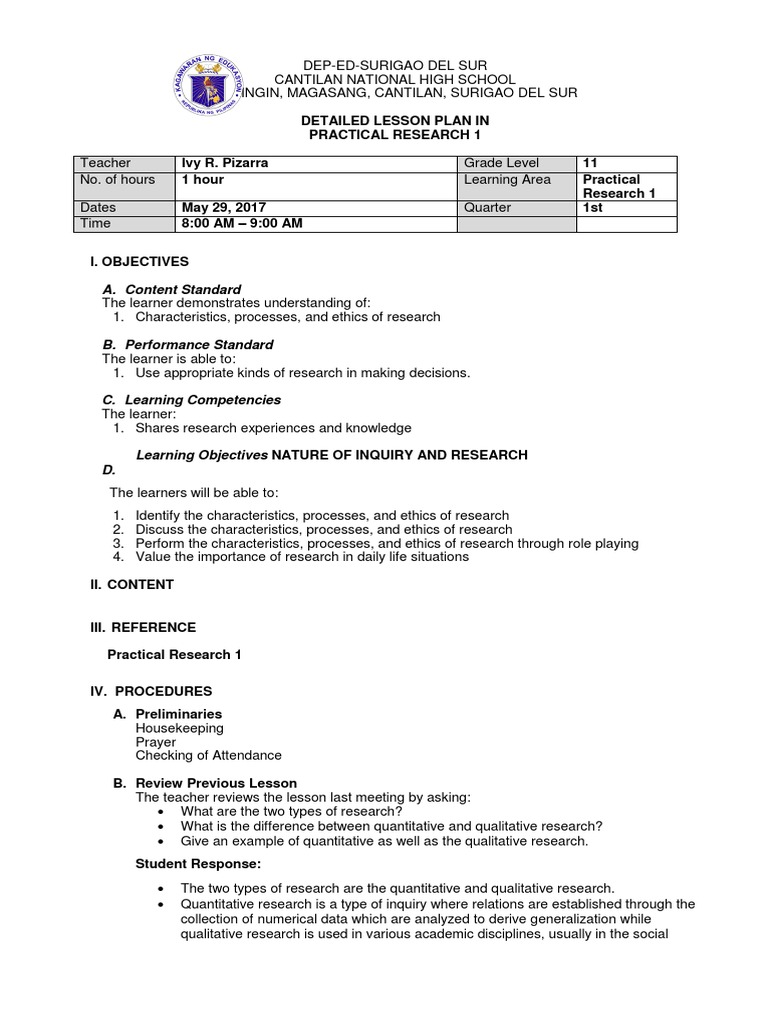 Dlp-Practical Research 1 | PDF | Qualitative Research | Quantitative ...