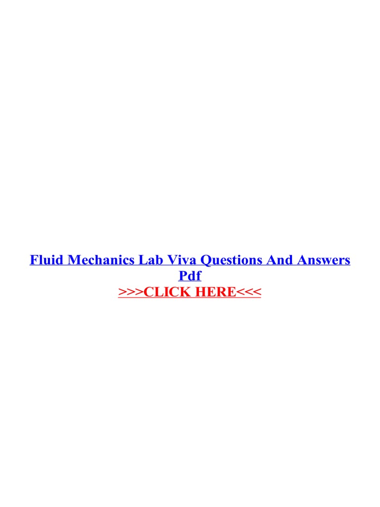 Fluid Mechanics Lab Viva Questions and Answers PDF PDF Laboratories