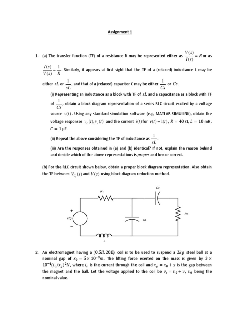 Assignment 1 Inductance Inductor