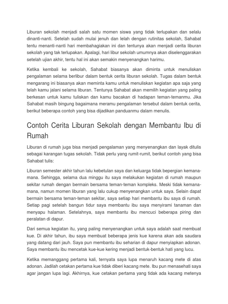 Cerita Dari Sebuah Liburan
