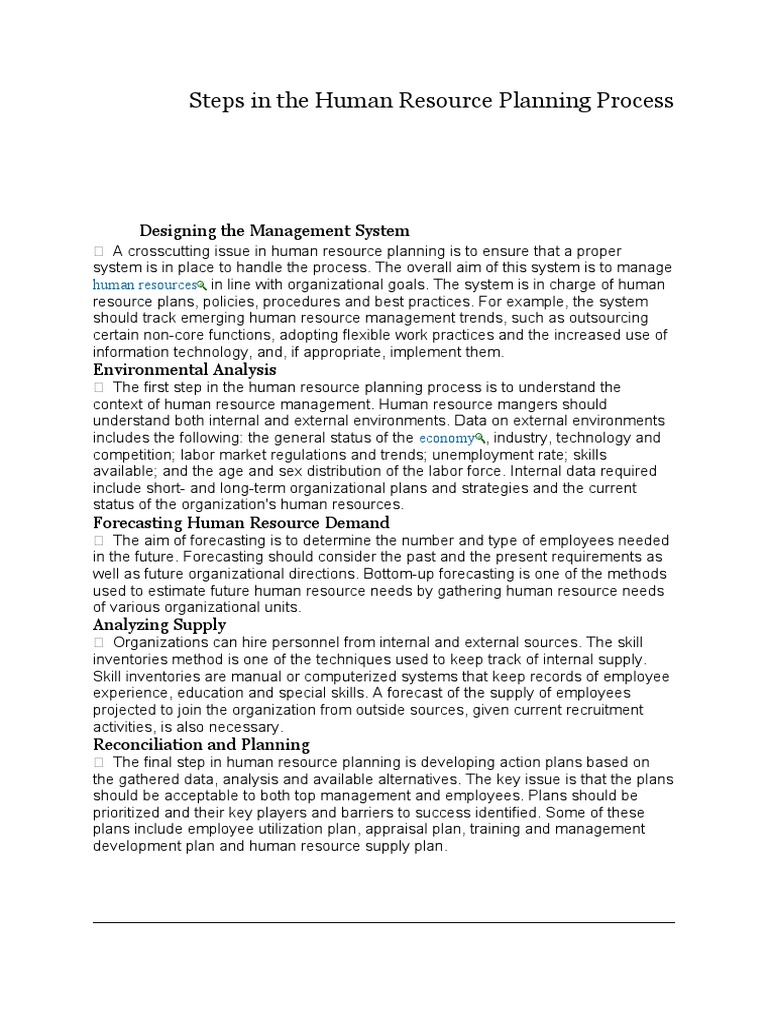 First Step in HR Planning Process | PDF | Human Resource Management ...