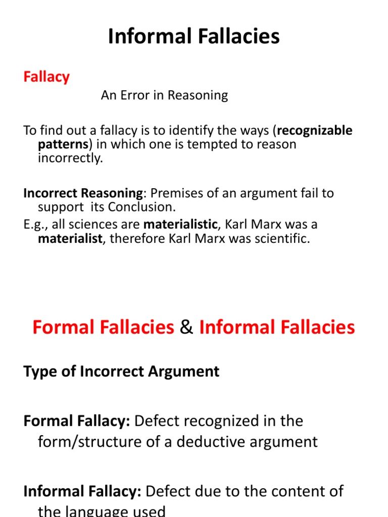 Informal Fallacies PDF Fallacy Argument