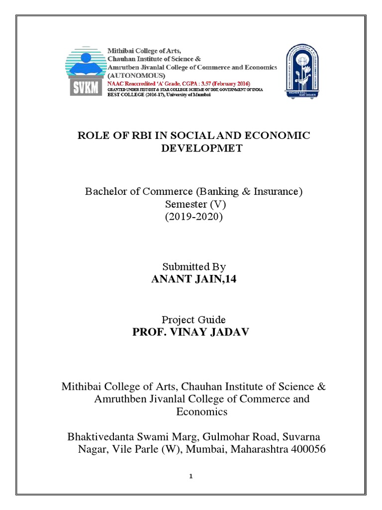 RBI's Role in Economic Development | PDF | Reserve Bank Of India ...