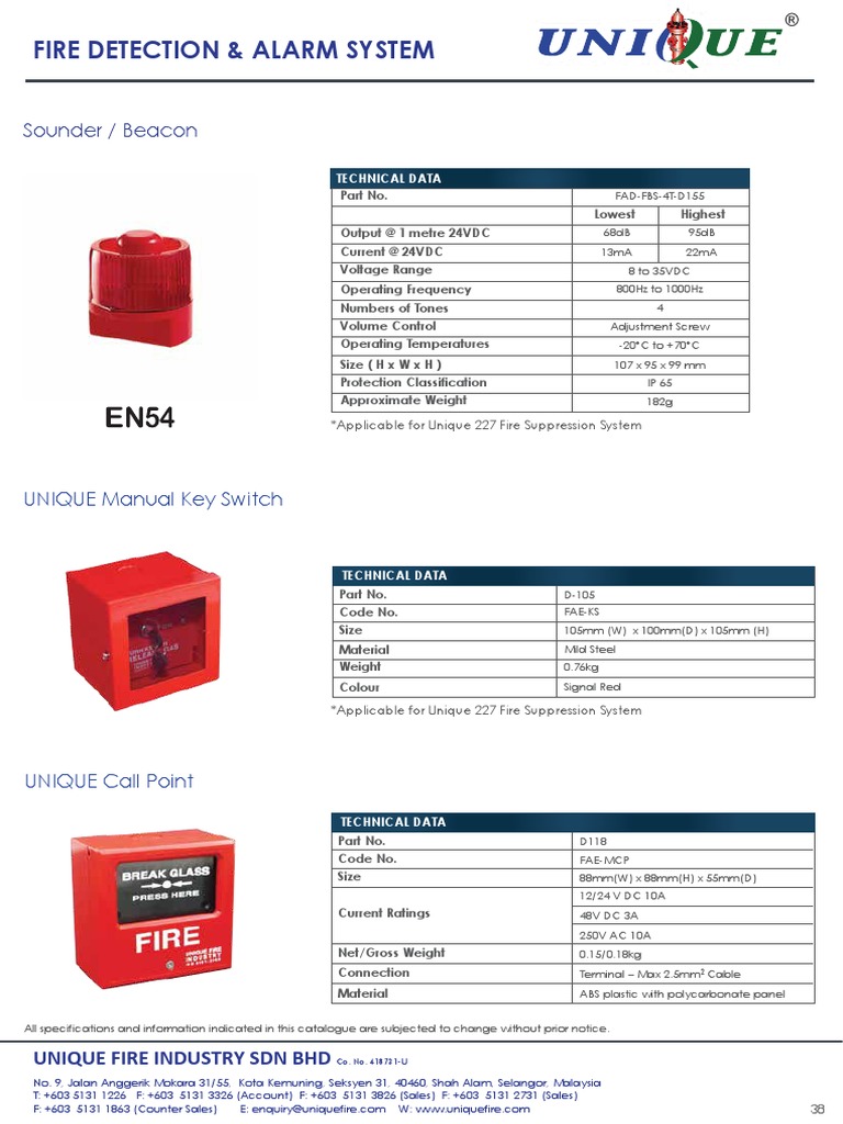 Fire Detection & Alarm System Specs | PDF | Manufactured Goods ...