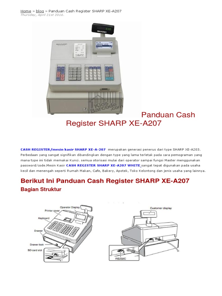 Panduan Cash Register SHARP XEA207 PDF