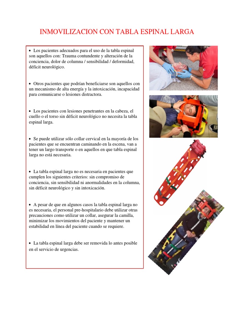 Uso y criterios de tabla espinal larga | PDF