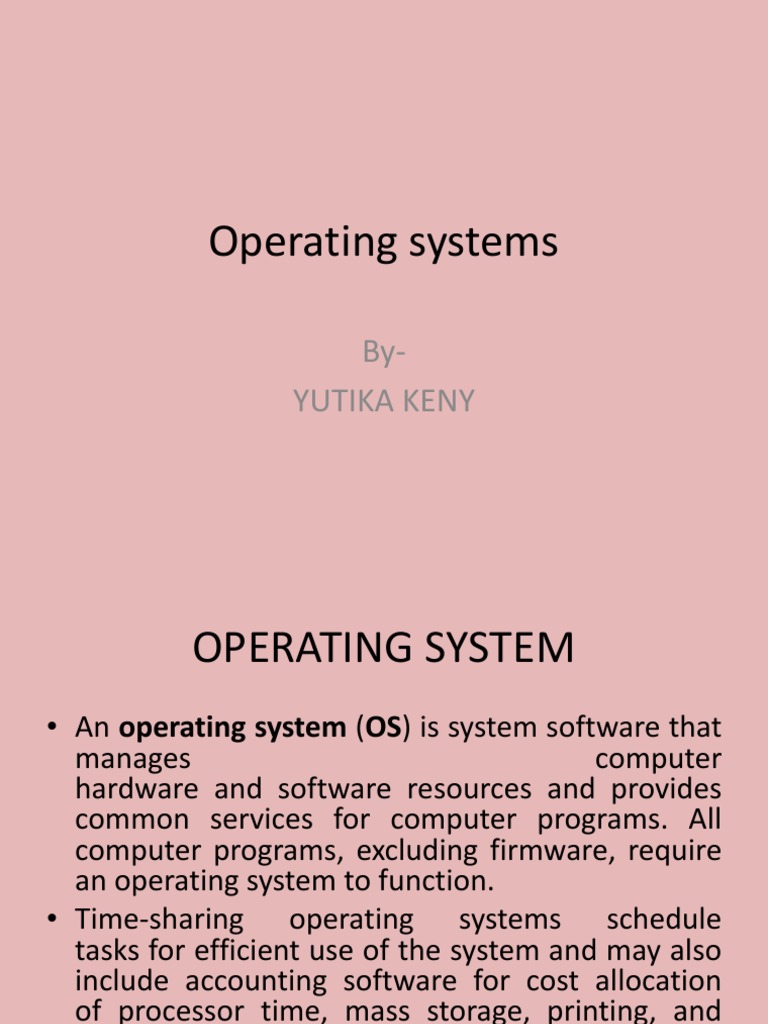 Operating Systems by YUTIKA PDF Operating System Scheduling