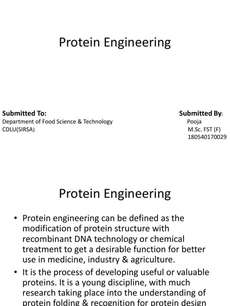 Pooja Protein Engineering PDF Proteins Polymerase Chain Reaction