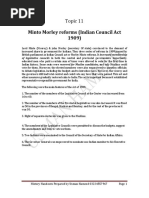 HIST TOPIC 11 Minto Morley Reforms Indian Council Act 1909 PDF