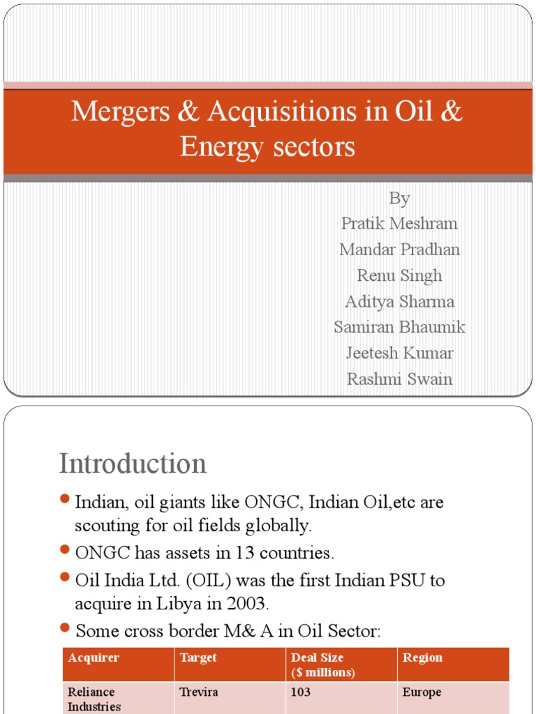 Mergers & Acquisitions in Oil & Energy Sectors | PDF | Mergers And ...