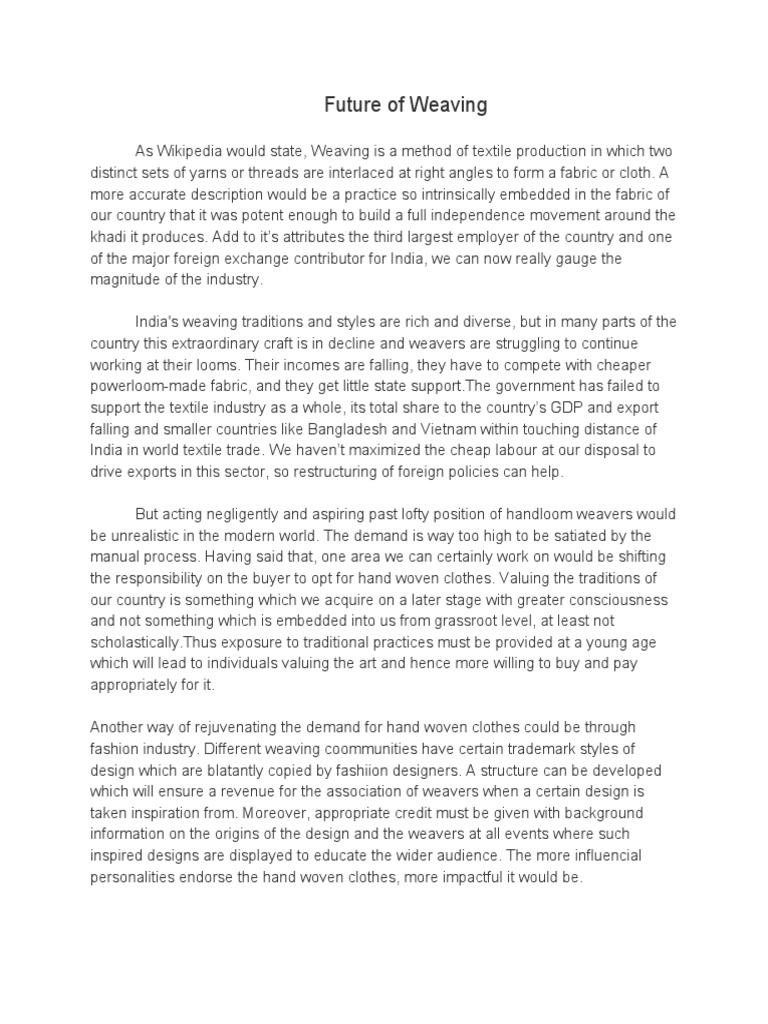 Future Of Weaving Pdf Weaving Fashion