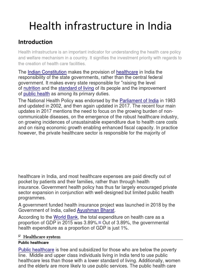 India's Health Infrastructure Overview | PDF | Malnutrition | Health Care