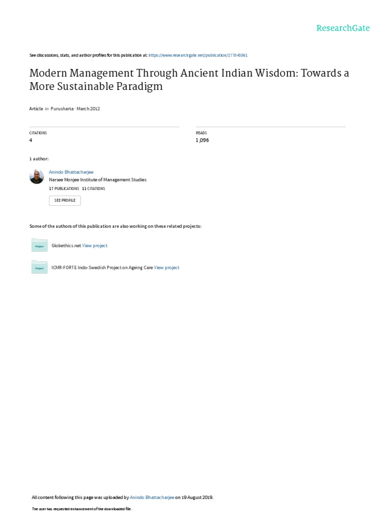 Ancient Indian Wisdom in Modern Management | PDF | Ātman (Hinduism ...